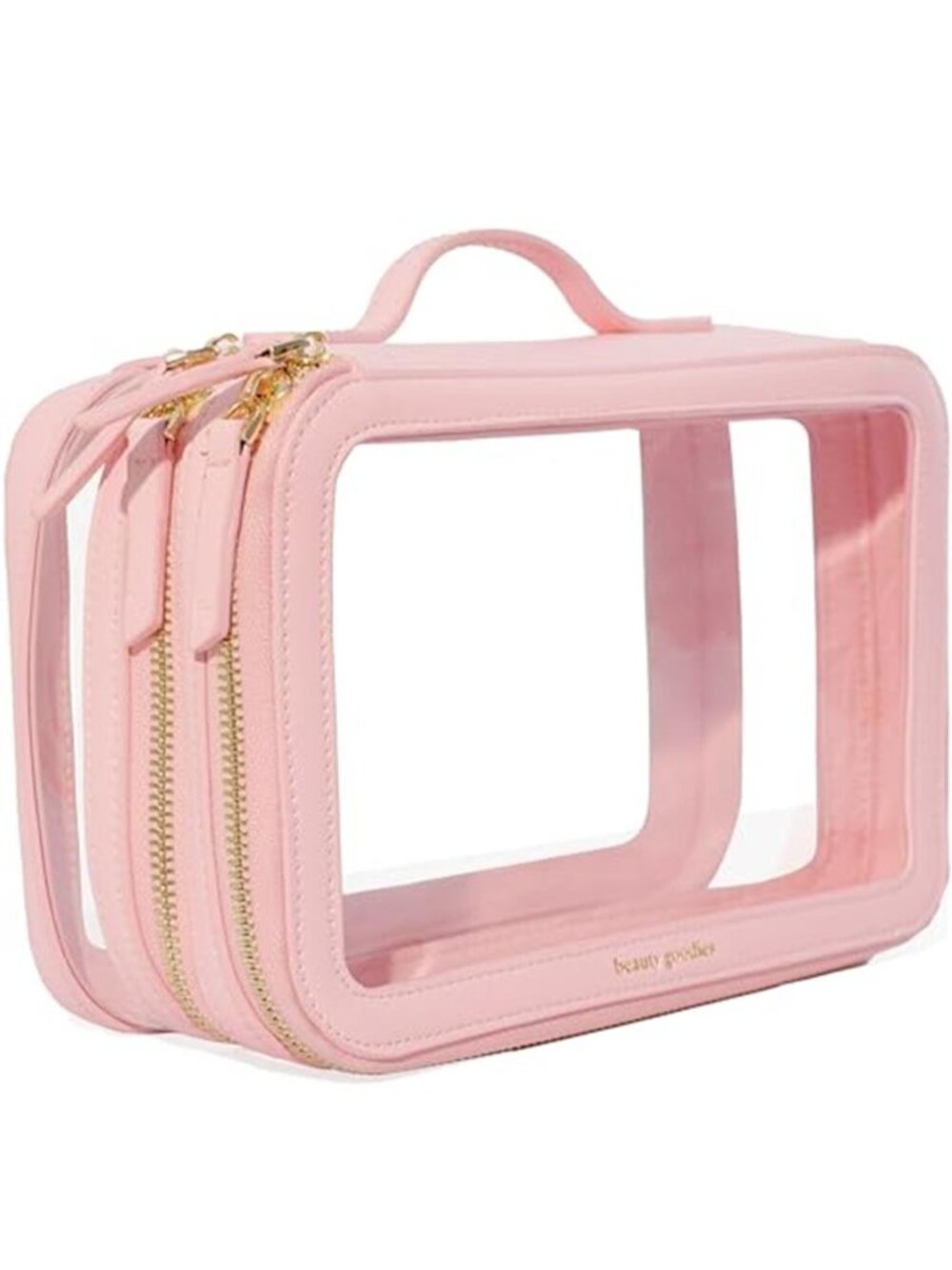 TSA Approved Makeup Bag Travel Cosmetic Organizer Clear Toiletry Case Pink